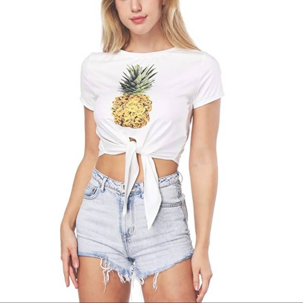 Cactus Print Tie Front Graphic Tee - Picture 1 of 5